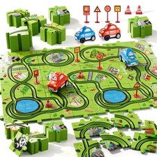 Toys Gifts for 2 3 4 5 Year Old Boys, 56pcs Jigsaw Puzzle Race Track Car Set ...