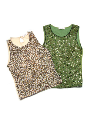 Lot of 2 Laurel by ESCADA Mesh Embellished Sequin Tank Top (36)
