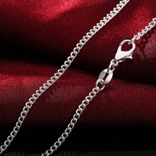 Genuine 925 Sterling Silver Curb Chain Necklace Lobster Clasp 16"-30" Gifts