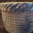 Antique Daisy Waffle Blue & White Salt Glaze Stonewear Crock Late 19th C — photo 6