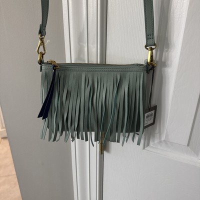 Fossil Sofia Fringe Crossbody Sea Glass NWT