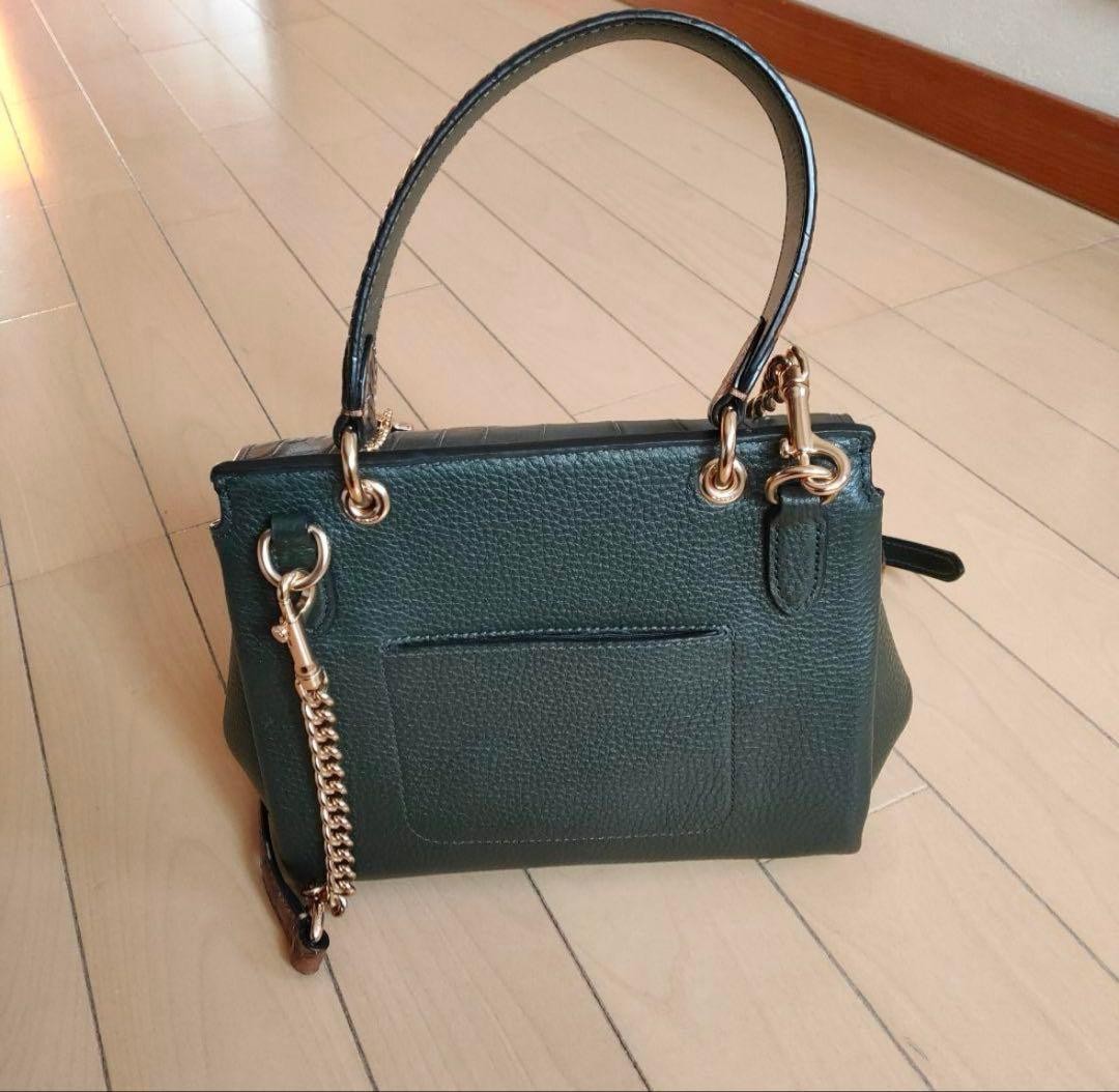 COACH Dark Green Avery Croco Python Embossed Shou… - image 8