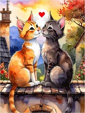 Tile Mural Romantic Cat Couple Love Theme Kitchen Bathroom Wall Art Backsplash