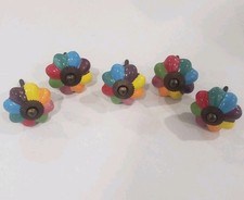 Hand Painted Ceramic Cabinet Drawer Knobs Pulls Lot Of 5 Flower Shaped