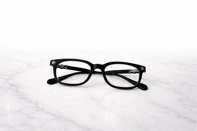 Black Glasses Chrome Hearts Style Silver Cross Unisex Eyewear