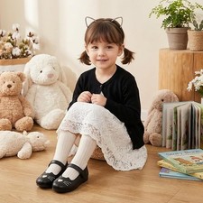 Toddler Little Big Girls Mary Jane Shoes Cute Cat Kitten Face Flats Dress Shoes