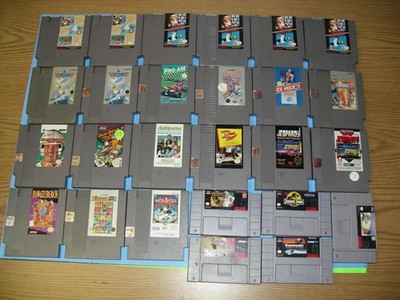 Lot of 26 NES & SNES games all VG! Mario Bros Super Jeopardy Mortal Kombat 60
