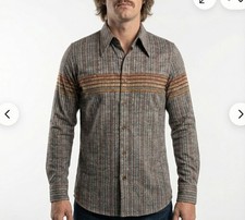 VTG 1970s Oleg Cassini Burma NOS Disco Shirt Slinky Nylon Herringbone M or L