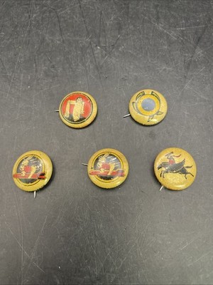 Lot Of 5 Vtg Pin Backs Kelloggs PEP 1940 s