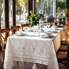 Lace Tablecloth Living Room Table Party Table Cloth White Embroider Table Decor