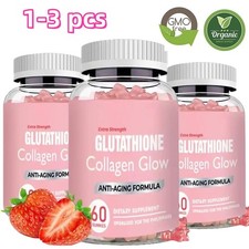 Glutathione Collagen Glow Anti-aging skin whiten Strawberry Flavor Gummies 60