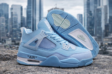 NEW Jordan 4 Retro Off White Blue Size US 7-12 for Men