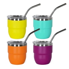 4oz Stackable Espresso Cup, 4Pcs Mini Tumbler with Lid and Straw, S... Fast Ship