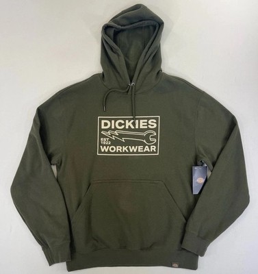 Men s Dickies Pullover Fleece Hoodie Size Medium Graphic Workwear Green NWT