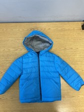Carter's Quilted Puffer Jacket with Partial Fleece Lining and Hood Blue size 4