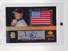 JEREMY BONDERMAN 2007 UD BLACK PRIDE OF NATION PATCH AUTO GOLD /10 Q7188