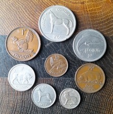 IRELAND EIRE FULL SET 8 IRISH COINS 1937-1966 Farthing-halfcrown Good Grades G4