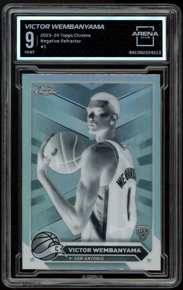 VICTOR WEMBANYAMA 2023-24 Topps Chrome Rookie Negative Refractor AC 9 #1 Spurs