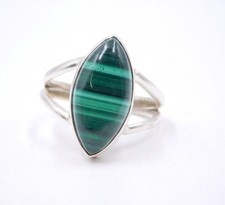 4.7 Gm 925 Sterling Silver Natural Malachite Cab Gemstone Fine Ring Size 6.6