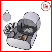 Stylish 3-in-1 Portable Cat Playpen with Tunnel - Perfect for Indoor/Outdoor Fun