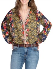 Johnny Was Rosey Tate Button Down Silk Shirt Sz XL NWT