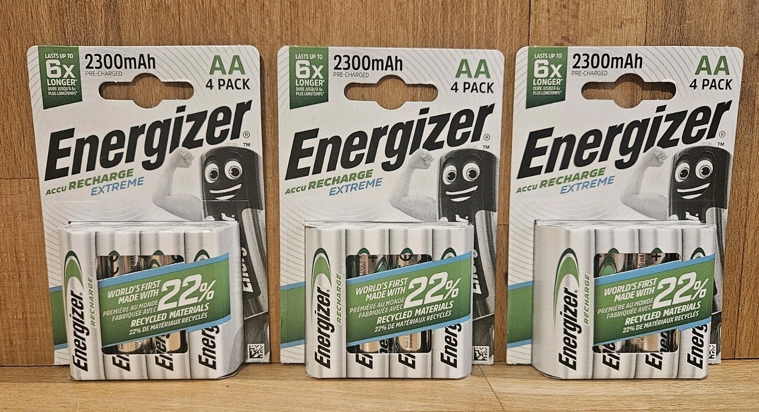12 x Energizer Accu Recharge Extreme AA 2300 mAh Rechargeable Batteries HR6 1.2V