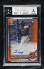 2022 Bowman Chrome Orange Wave Refractor 10/25 Alexander Suarez BGS 8 Auto 15wb