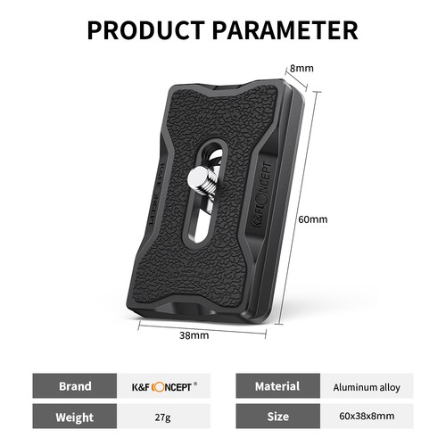 K&F CONCEPT Kamerastativ Schnellwechselplatte mit Standard 1/4" Schraube - Bild 16 von 44