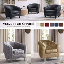 Tub Chair Velvet  Armchair Sofa Couch Dining Living Office Room Furniture Chairs
