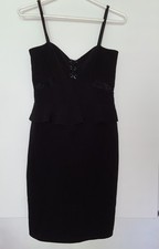 Parker Women Little Black Dress Sachi Combo Zip Up Sleeveless Lace Peplum Size M