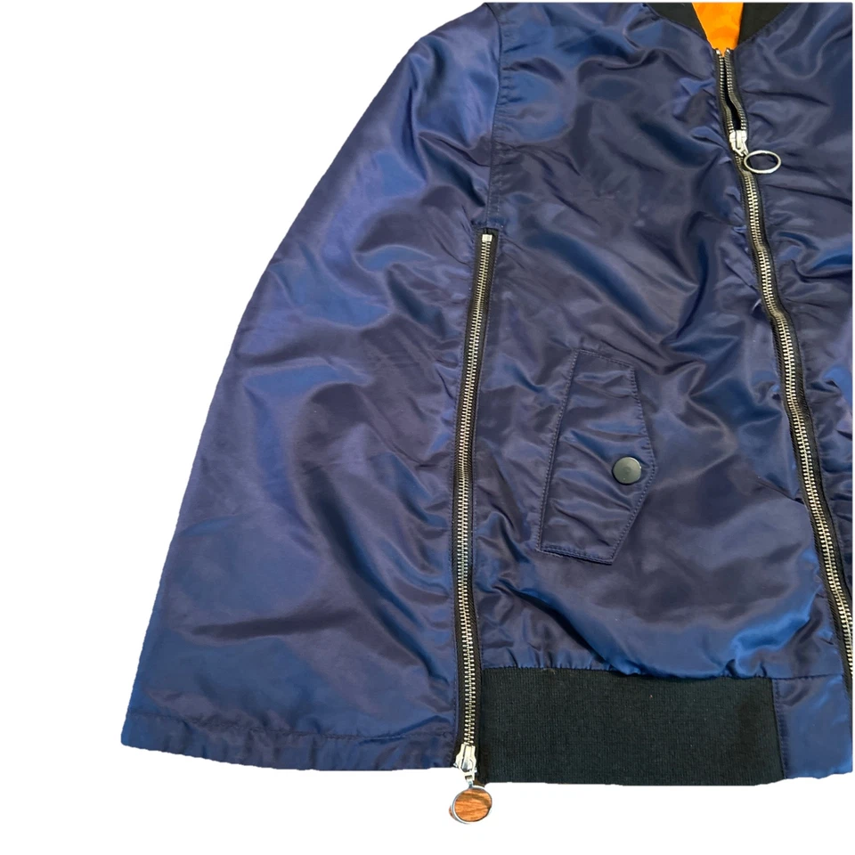 Women's XS Hudson Foxtrot Cape Poncho Zip Bomber Jacket Navy Blue Zip Arms - Image 3 of 4