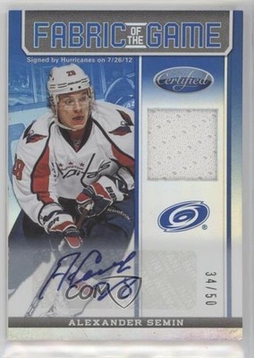 2012-13 Certified Mirror Blue Jersey 34/50 Alexander Semin #FOG-SEM Auto 0f5t