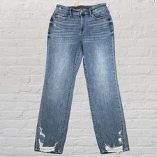 Judy Blue Straight Fit Jeans Size 9/29 Blue Distressed High Rise Casual Festival