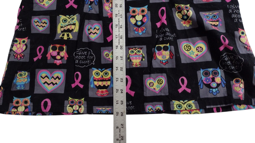 Scrub H.Q. V Neck Cotton Owls and Cancer Cure Print Top Size L - Picture 6 of 7