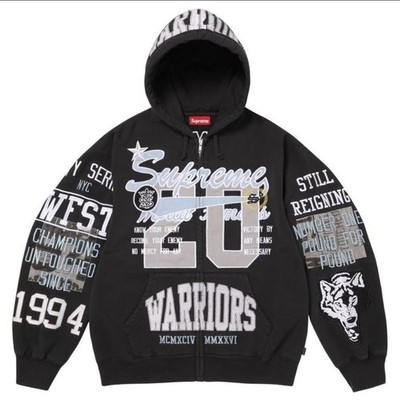 Supreme Warriors Appliqué Zip Up Hooded Sweatshirt Black Size Large SS26 DS New