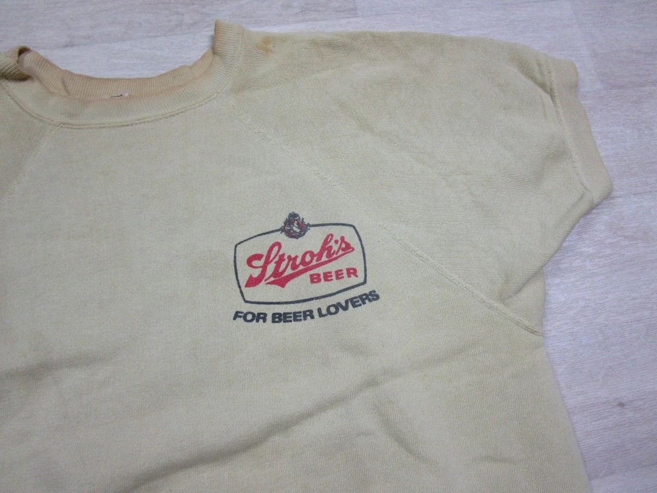 Винтажная толстовка реглан пиво Stroh's с коротким рукавом реклама алкоголя 1960-е - Изображение 3 из 4