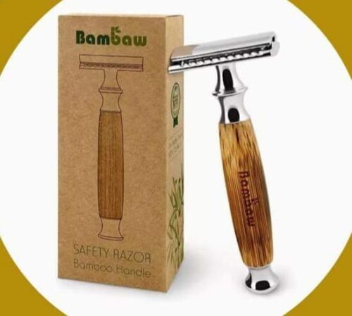 Double Edgs Safety Razor Long Natural Bamboo Handle For Men/Women Unique Gift - Picture 1 of 7