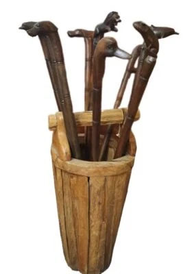 Hand Carved Wooden Walking Sticks - Various Character Tops. Decorative walking