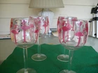 VINTAGE PINK FLAMINGO CLEAR ACRYLIC GOBLET WINE GLASSES 16 oz. LOT SET of 4