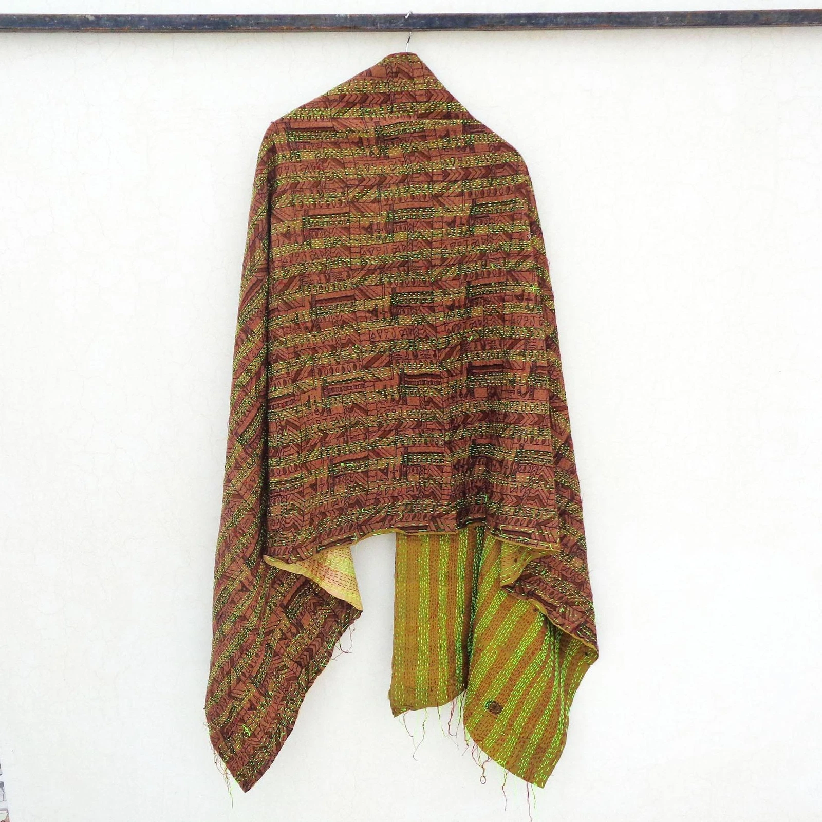 Silk Kantha Scarf Neck Wrap Stole veil Hijab Scarves Reversible Sew Long