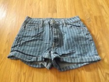 SO KOHL - FAVORITE HIGH RISE SHORTIE SHORTS- DENIM STRIPE- 13- NWOT