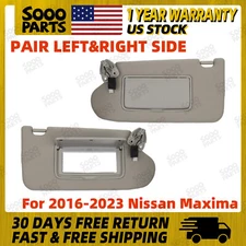1 Pair Left & Right Side Gray Sun Visor w/ Light For 2016-2023 Nissan Maxima