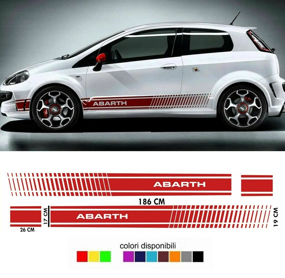 fasce FIAT PUNTO EVO ABARTH strisce laterali ADESIVO fiancate grande auto colori