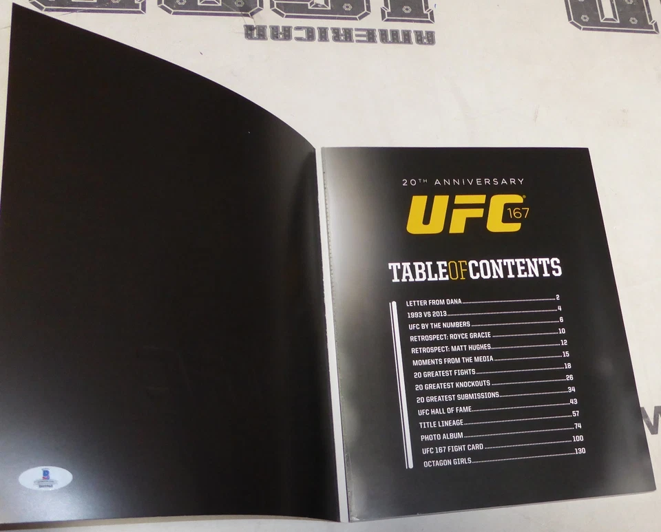 Johny Hendricks Signed UFC 167 Fight Event Program BAS COA vs Georges St-Pierre - Image 4 of 4