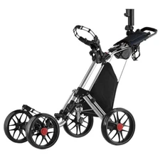 CaddyTek CaddyCruiser ONE Pro One-Click Folding 4 Wheel Golf Buggy - Silver