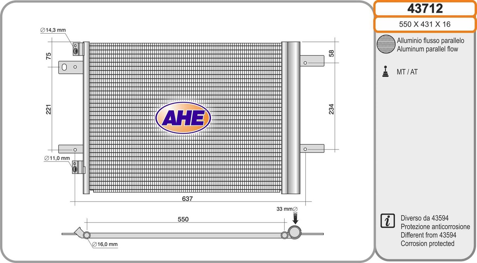 Condenseur de climatisation Peugeot 308 II anti fuite de gaz 1.6 THP