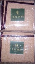 NEW 3 Three Ralph Lauren Brittany Tweed Brown Cream Standard Shams Wool Velvet