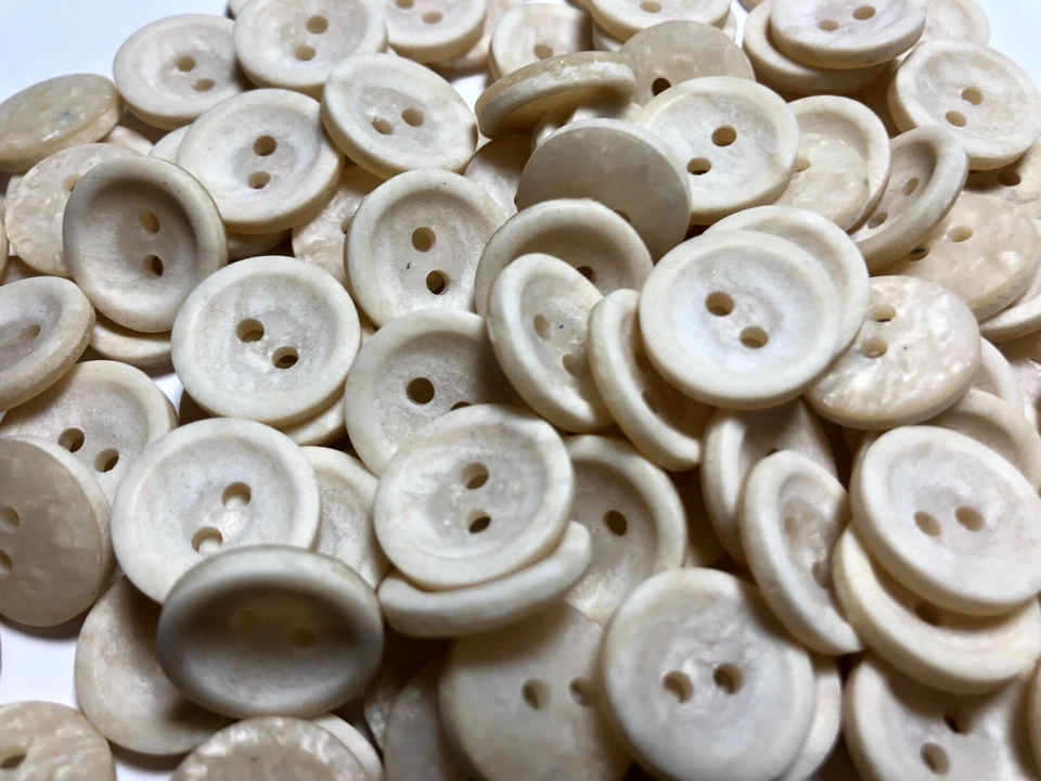 50 IMITATION STONE BUTTONS  15/mm 5/8" Made In Italy Natural Shade 2hole - Image 3 of 4