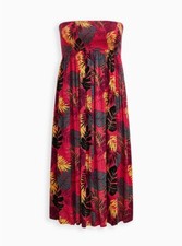 Torrid Midi Gauze Smocked Convertible Dress Multi 0 L 12 #E48470