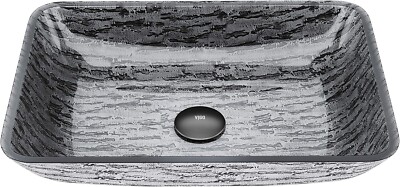 Bathroom sink vessel vigo titanium 18 1/8 rectangular black grey vg07085